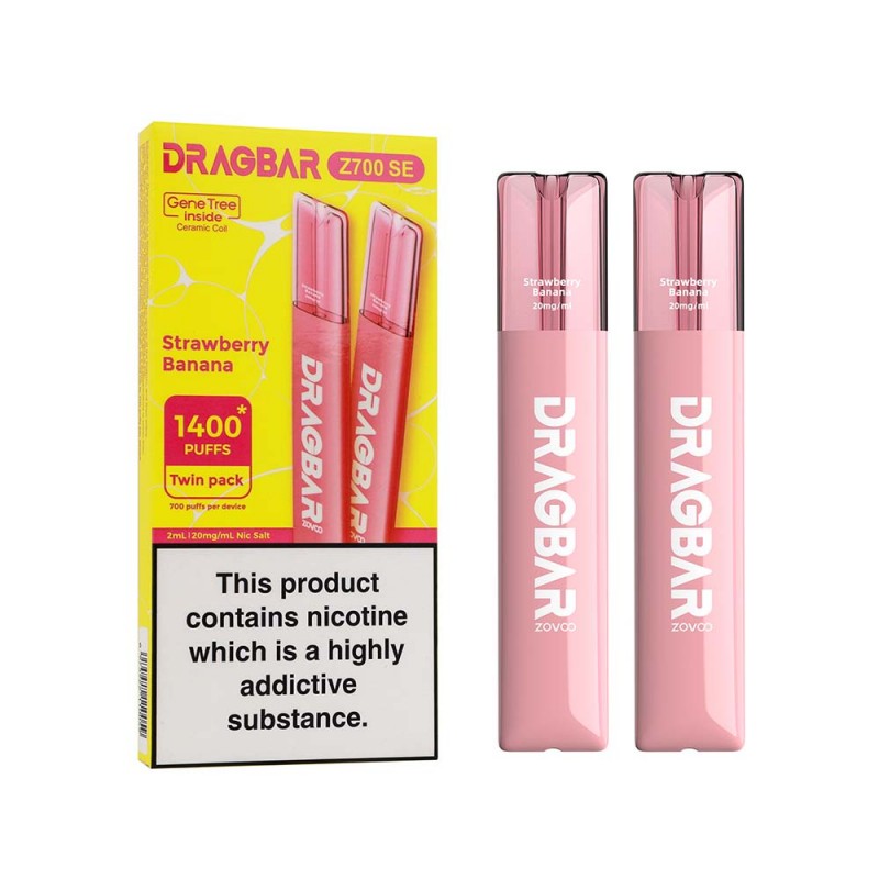 VooPoo Dragbar Z700 SE Strawberry Banana Disposable Vape (2 Pack)