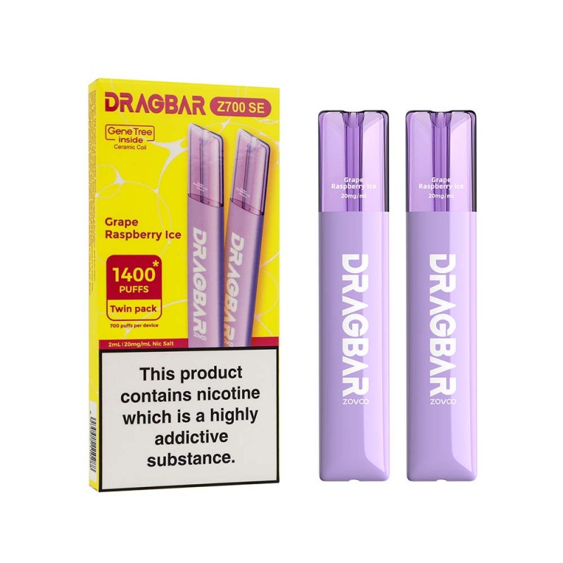 VooPoo Dragbar Z700 SE Grape Raspberry Ice Disposable Vape (2 Pack)