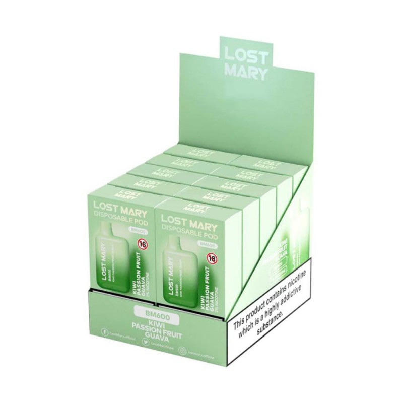 Lost Mary BM600 Kiwi Passion Fruit Guava  - 10 Pack